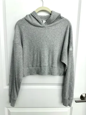 ALO Yoga Women Grey Muse Hoodie Size XS thumbnail 6