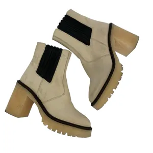 Free‎ People Boots 36.5 Tan Ankle Leather Block Heel Boho Festival thumbnail 7