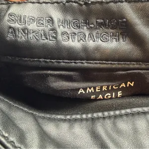 American Eagle Super High Rise Ankle Straight Jeans 12 Black Vegan Leather thumbnail 9