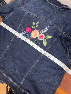 Denim Jacket Embroidered Floral Jean Jacket cottagecore teacher thumbnail 5