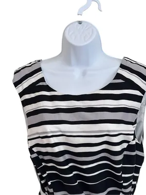 Robbie Bee Striped Belted Fit & Flare Dress Size 12 thumbnail 5