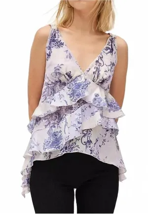 UO Ecote Debbie Asymmetric Tiered Ruffle Tunic Tank Top Urban Outfitters NWT thumbnail 1