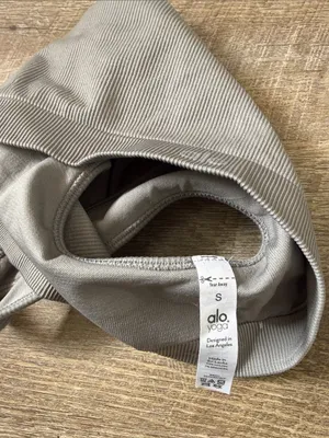 ALO Yoga Ribbed Racerback Sports Bra In Gray Size Small thumbnail 3