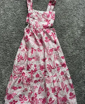 Zara White Midi Dress with Pink Floral Print thumbnail 4