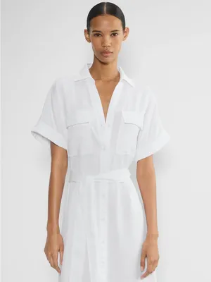 Aritzia Babaton Network Relaxed Drapey Twill Button Up Midi Dress Size L thumbnail 12