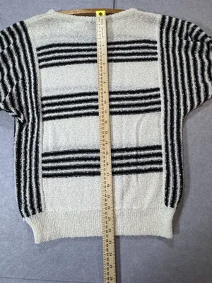Vintage Shopely Knits Black and White Striped Knit thumbnail 4
