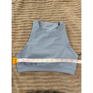 NEW WeWoreWhat High Neck Sports‎ Racer Back Bra Dusty Blue Size Small Athletic thumbnail 6