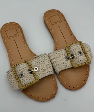 Dolce Vita Dasa Woven Slide Sandal Women's Buckle Detail Sandstone Size 6 resort thumbnail 1
