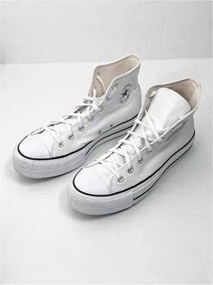 CHUCK TAYLOR ALL STAR CONVERSE White Platform Lace Up High Top Sneakers Size 10 thumbnail 9
