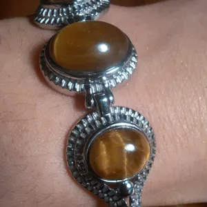 Tiger's Eye Stainless Steel Toggle Clasp Bracelet (Size 6.5 to 8 Inch) thumbnail 9