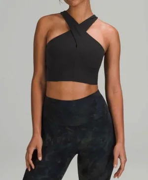 Lululemon Black Nulu Wrap Front Longline Bra NWOT thumbnail 1