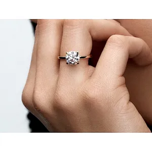 Sparkling 2 Ct Solitaire Ring | 14k Yellow‎ Gold Plated 925 Silver thumbnail 5