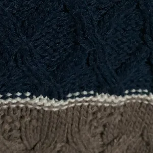 Romeo & Juliet Couture Navy, Cream & Brown Fringe Cable Knit Sweater thumbnail 7