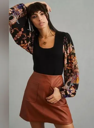 Anthropologie Blank London Bl-nk Bl^nk Printed-Sleeve Sweater Top thumbnail 1