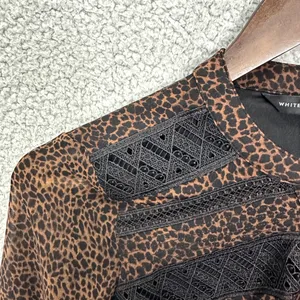 White House Black Market Top Womens XS Brown Animal Print Oversized Flowy‎ Boho thumbnail 5