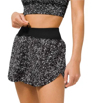 Lululemon Find Your Pace Short High Rise 3" Lined Crinkle Reflective White Black thumbnail 1