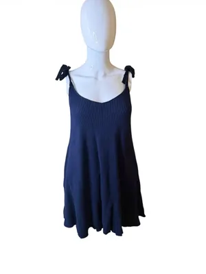Zara Ribbed Tie-Shoulder Swing Mini Dress thumbnail 2