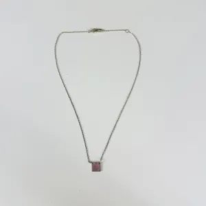 Gucci 925 Sterling Silver Square Logo Pendant Chain Necklace Made In Italy thumbnail 4