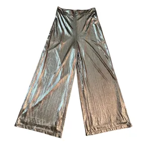 Lulus Silver Metallic Wide Leg Pants High Waisted Trousers XS Holiday thumbnail 2