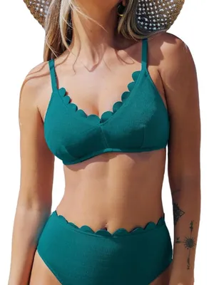 Scallop Edge Teal Bikini Top - Women’s thumbnail 1