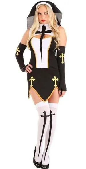NEW Music Legs Bad Habit Naughty Nun Costume Size S/M thumbnail 5