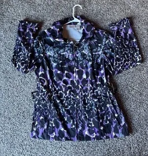 Zengery purple and black leopard print raincoat size (2)‎ large thumbnail 1