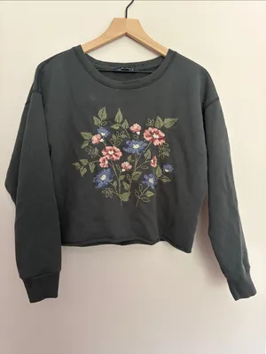 Abercrombie & Fitch Floral Embroidered Crewneck Sweatshirt Small thumbnail 1