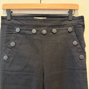 MAJE Button Waist Sailor Jeans in Black size 40‎ Flare thumbnail 3