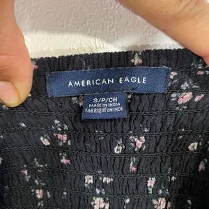 American Eagle Floral Babydoll Mini Dress Women Small Navy Button Front Sundress thumbnail 3