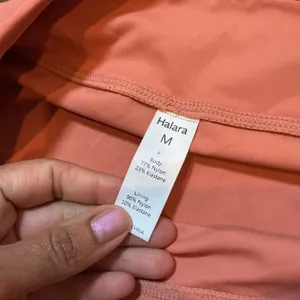 Halara Activewear Biker Shorts Coral Orange High Waisted Pockets Size M Workout thumbnail 3
