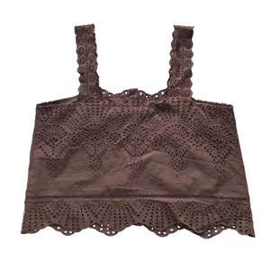 Joie Brown Eyelet Embroidered Scalloped Button Front Cotton Camisole Tank Top‎ L thumbnail 3