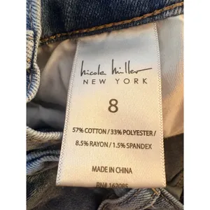 Nicole Miller Soho Bootcut Jeans Womens 8 Blue Excellent Floral Embroidered High thumbnail 4