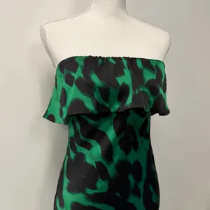 Forever 21 Women’s green black maxi dress ruffle strapless size small gown thumbnail 3