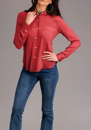 Stetson Cinnamon Brown Long‎ Sleeve Herringbone Western Button Up Blouse Cowgirl thumbnail 1