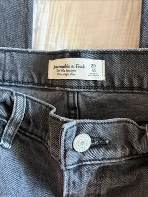 Abercrombie The 90’s Straight Ultra High Rise Split Hem Black Jeans, Size 29/8 thumbnail 11
