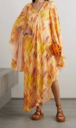 Cult Gaia Shira Asymmetric Crepe Dress Summerhaze Womens Size Small thumbnail 1