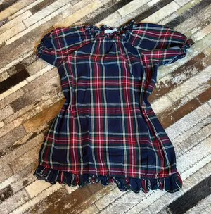Hill‎ House Katherine Tartan Plaid Holiday Mini Nap Dress Navy Size XS thumbnail 4