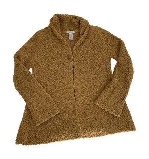 Free People Tan Knit Button-Up Cardigan Sweater Womens L Wool Blend cozy comfy thumbnail 1