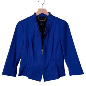 White House Black Market Moto Style Jacket Zip Front Cobalt Blue Women’s Size 8 thumbnail 2