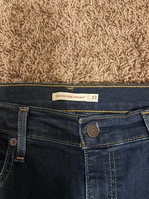 Levi's 724 High Rise Straight Jeans Size 33 Dark Blue Denim Zip Fly Red Tab thumbnail 2