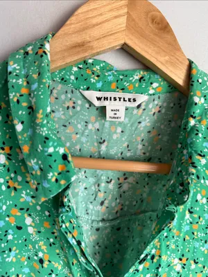 Whistles Green Ditsy Blossom Midi Shirt Dress 6 thumbnail 7