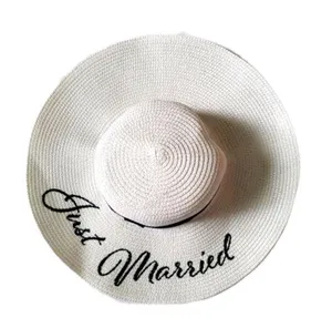 Just Married White Black Summer Beach Hat thumbnail 1