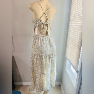 Hollister women’s bohemian sexy maxi floral print dress size Med NWT thumbnail 8