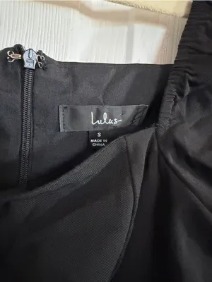 Lulus Darling Picture Black Bow Bubble Hem Black Mini Dress Small NWT thumbnail 6
