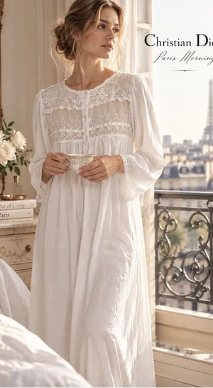 Vintage 1960s Christian Dior White Lace Nightgown Maxi Gown Small thumbnail 1