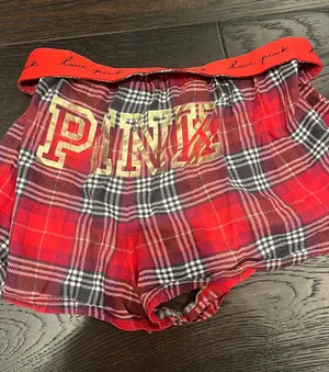 Pink Red Plaid Boxy Pajama Shorts thumbnail 3