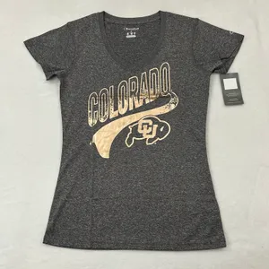 Champion CU Colorado Buffaloes NCAA Football Gray Short Sleeve Shirt Women’s M thumbnail 1
