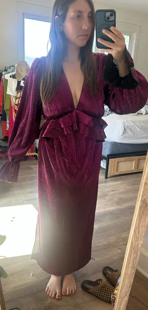 Nasty Gal Metallic Pleated Pink/Purple Maxi Dress thumbnail 2