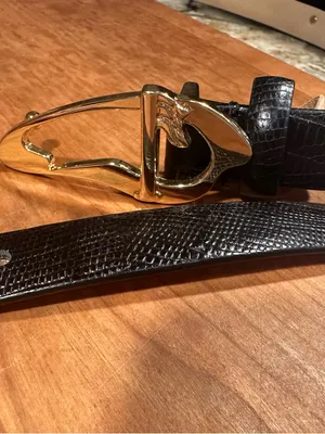Women’s Golf Belt Sz Large LB Belt Company Lizard Italian Leather Black Sz L thumbnail 3
