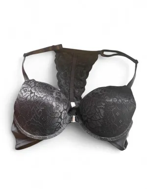 Black Floral Lace Racerback Bra Size 36 C thumbnail 2